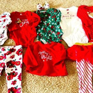 Bundle of Baby Girl 6-9 Month Christmas Sets.